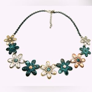 Vintage boho Fairycore floral sunflower poppy daisy chain choker necklace